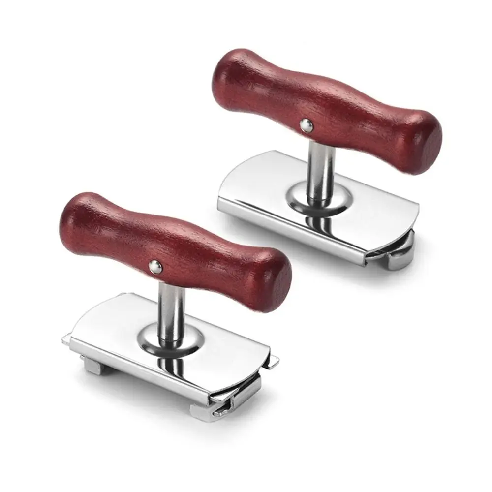 

Stainless Steel Bottle Cap Opener Labors Saving Non-Slip Adjustable Lid Opener Wear Resistant with Wooden Handle