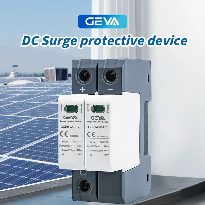 GEYA DC SPD Surge Protective Device 600V 1000V 2P 40KA Voltage Protector Solar Panel PV Photovoltaic Lightning Arrester Device
