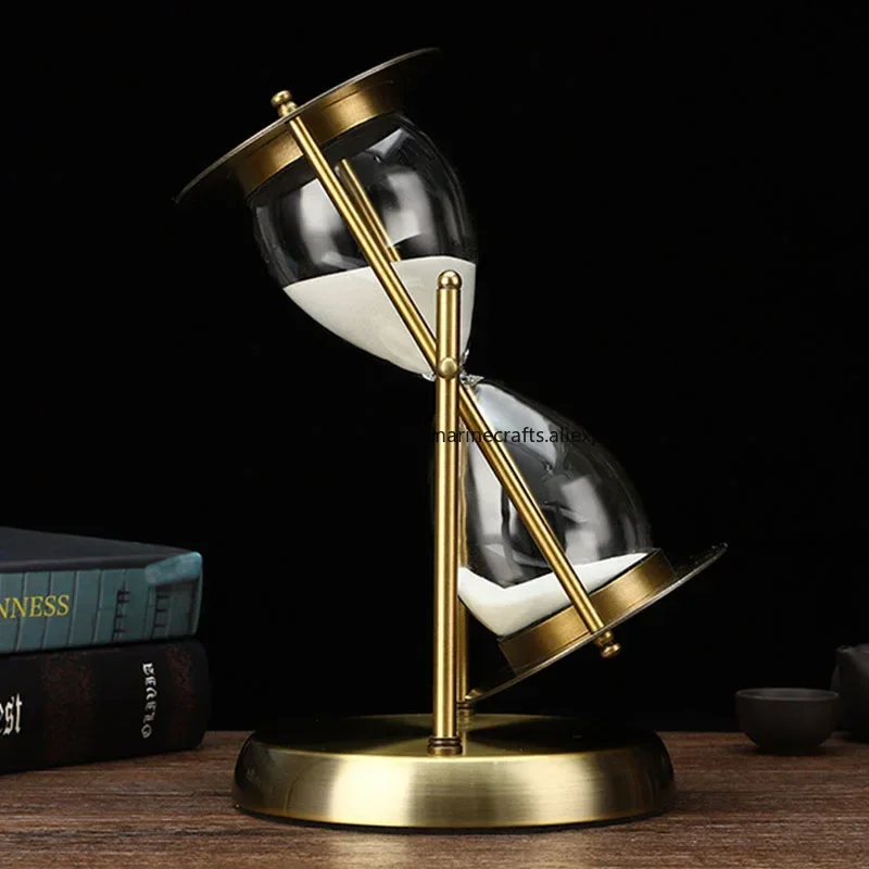 

60 Minute Hourglass Timer Retro Metal European Rotating Hourglass Creative Home Living Room Ornaments Gifts