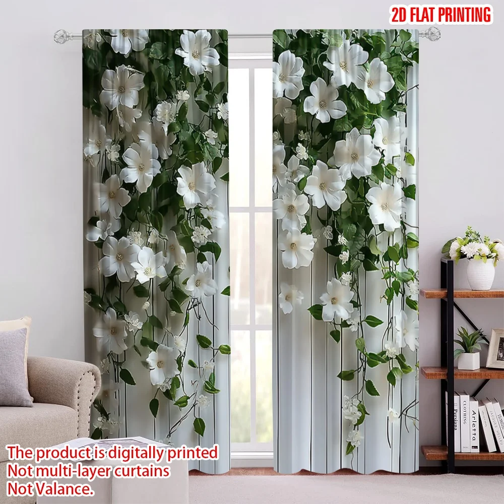 

2pcs 2D flat printing Scene Curtains green leaf Versatile Polyester,Without Electricity Spring Party & Holiday Decor Suitable