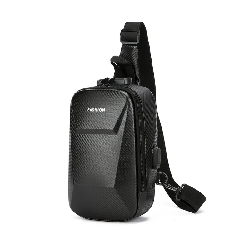 New Multi-functional Hard-shell Men's Chest Bag UBS Charging Large-capacity Single-shoulder Bag Waterproof Cycling Crossbody Bag