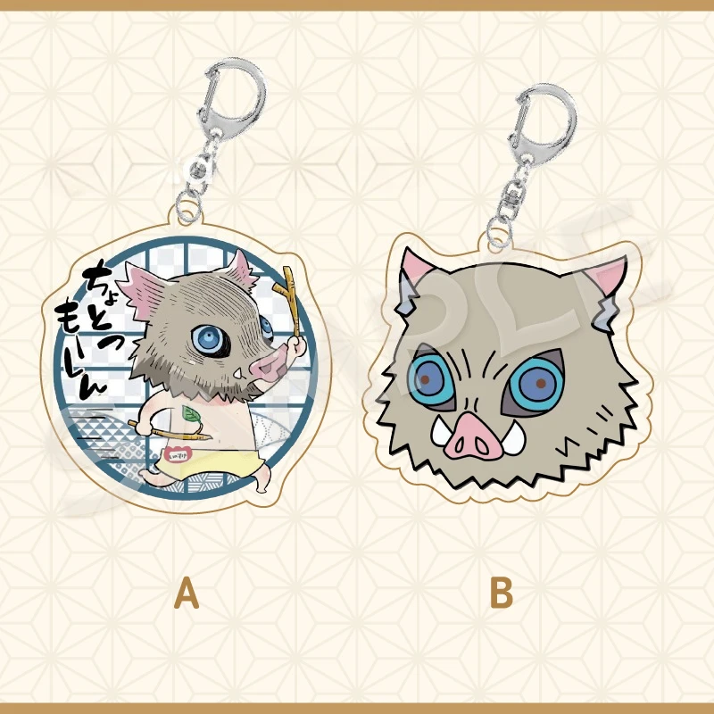 Demon Slayer Tanjiro Kamado Hashibira Inosuke Nezuko sleutelhanger creatieve hoogwaardige cartoon print student rugzak decoratie