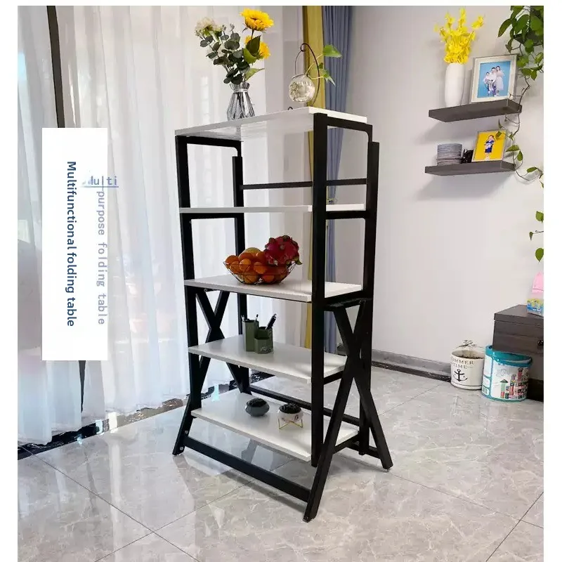 Folding Table Deformed Dining Apartment Multifunctional Shelf Foldable Rotating Flower Stand Multipurpose Folding Solid Wood