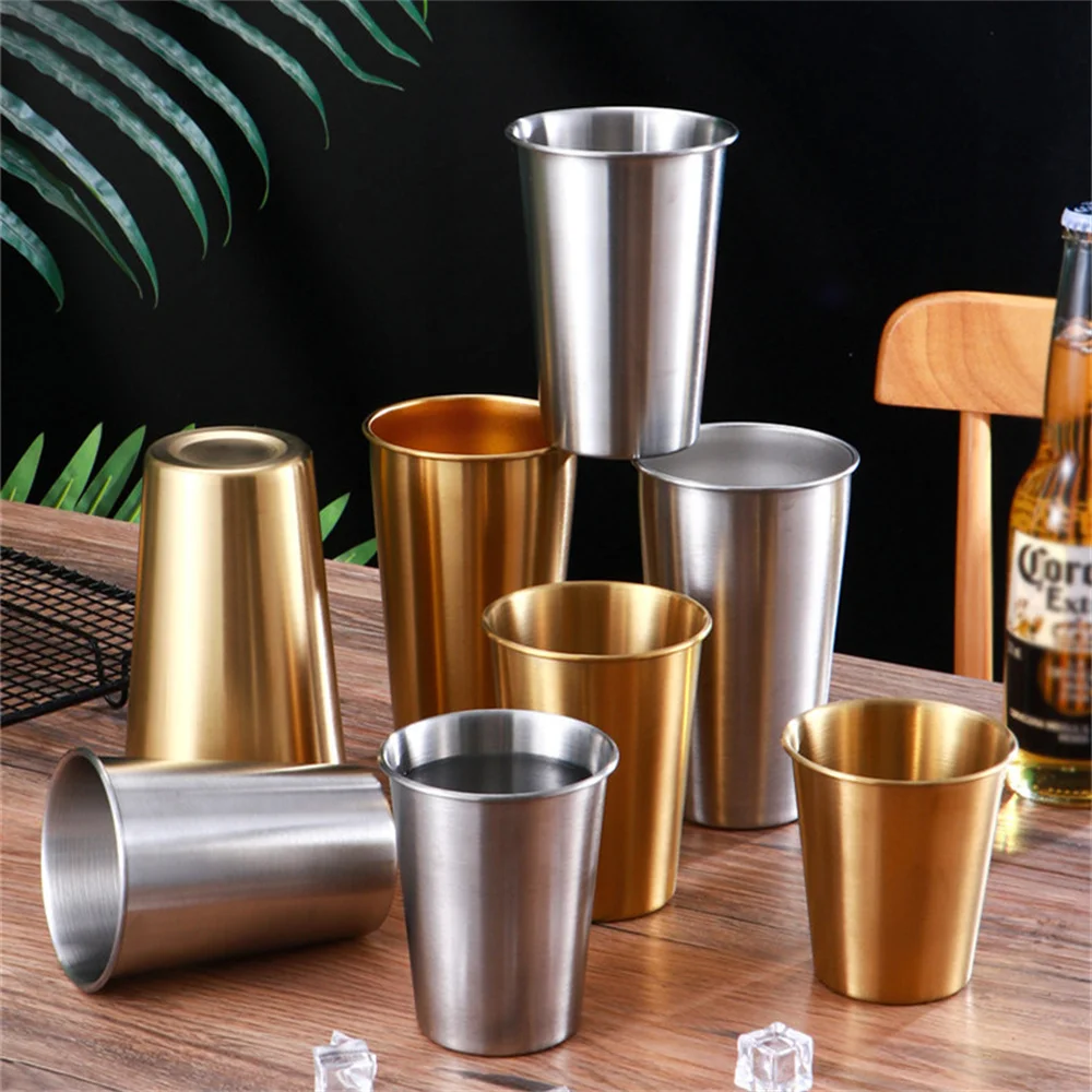 260-600ml 304 Stainless Steel Metal Cup Whisky Beer Cups White Wine Coffee Tumbler Travel Camping Mugs Drinking Coffee Tea Mug