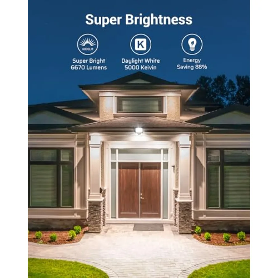 65W LED Flood Light Outdoor with Knuckle Mount, 6670 LM Super Bright IP65 Waterproof LED Security Flood Light, 5000K Daylight f