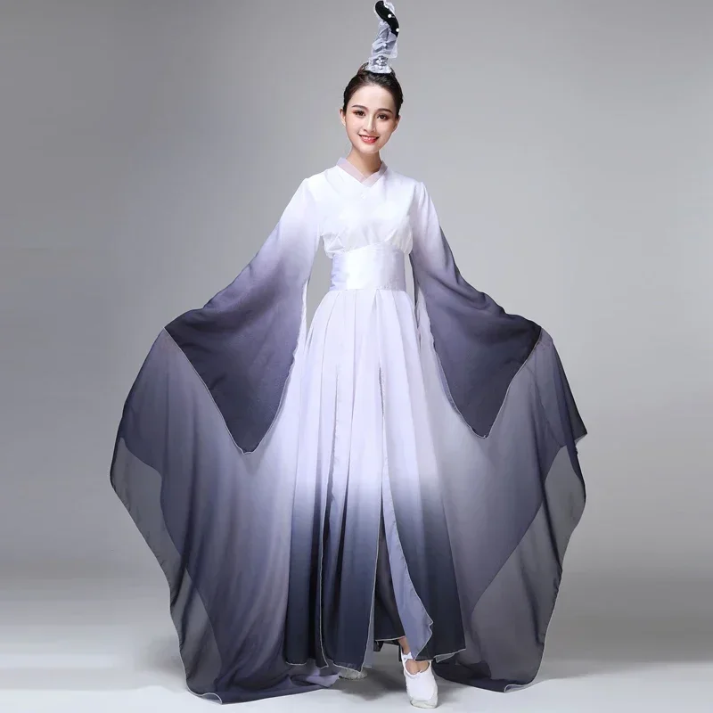 

Long Sleeve Classical Folk Dance Fairy Clothing Water Sleeves Dance Costumes Adults Ancient National Hanfu Yangko Performance