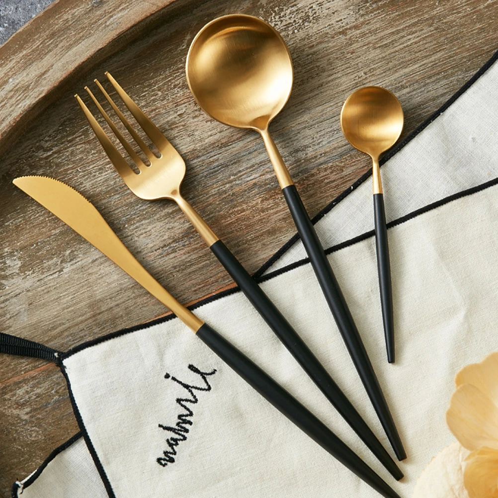 

Stainless Steel Cutlery Set Spoon Fork Knife Serving Utensils Restaurant Tableware Rust Resistant Modern