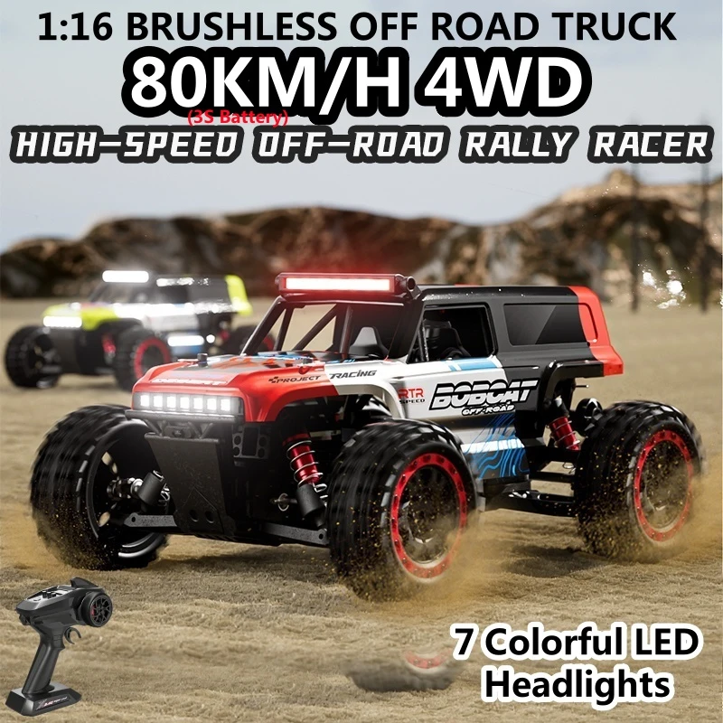 80KM/H 1:16 High Speed RC Racing Car 2.4G 4WD Electric RC Truck Car Independent Suspension Off Road Climb Brushless Drift Car To
