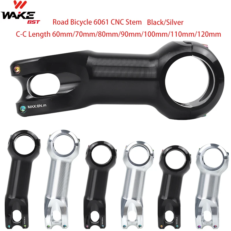 Mostek rowerowy szosowy Wake, 10 stopni, CNC, ze stopu aluminium, 31.8mm, akcesoria rowerowe, srebrny mostek do rowerów szosowych