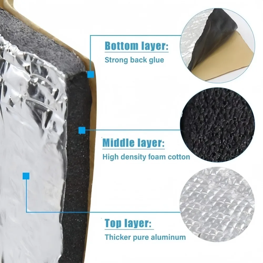 10 Sheets Car Sound Deadener Heat Insulation Mat for Auto Van Sound Proofing Deadening Insulation Mat Car Hood Noise Insulator