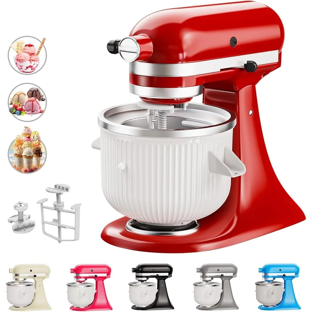 

Ice Cream Maker Attachment Stand Mixer 2 Quart Bowl Rust-proof Aluminum Easy Clean Ice Cream Machine Accessories