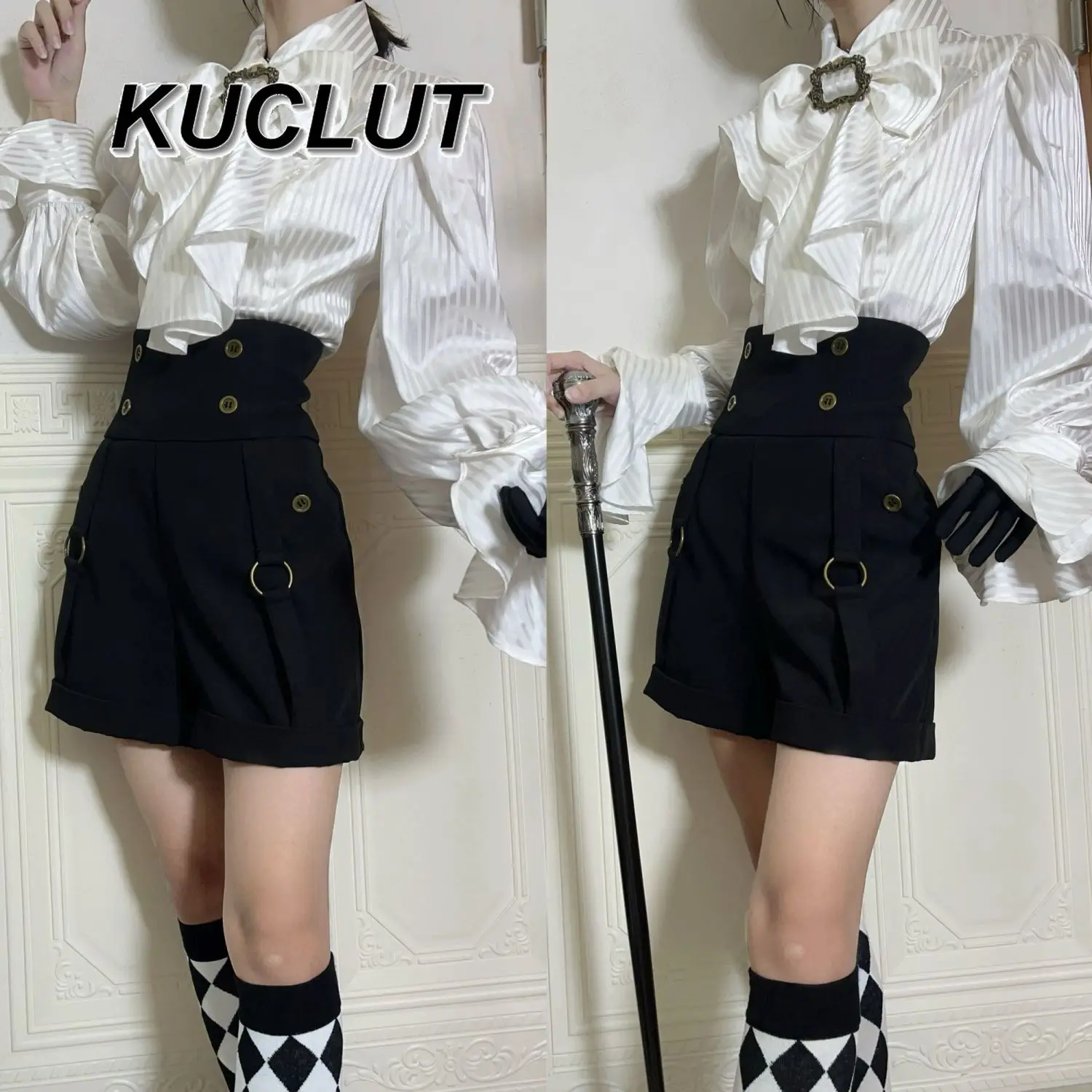 Lolita Style Elegant Blouses Femme Retro Long Sleeve Shirt Stand Collar French Fashion 2025 New Spring Autumn Women's Tops