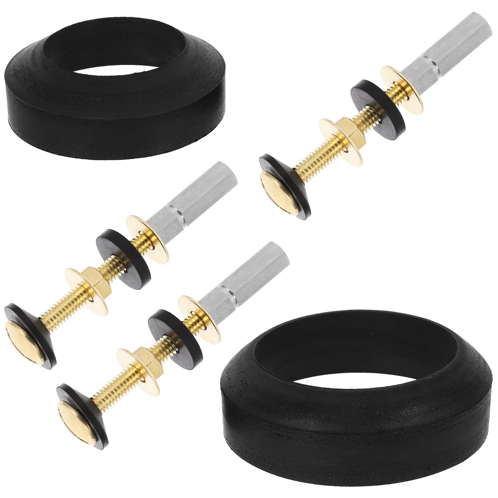 

Toilet Tank Screw Bolts Gasket Set Copper Plated Carbon Steel Washers Compatible Modern Traditional Leakproof Installation