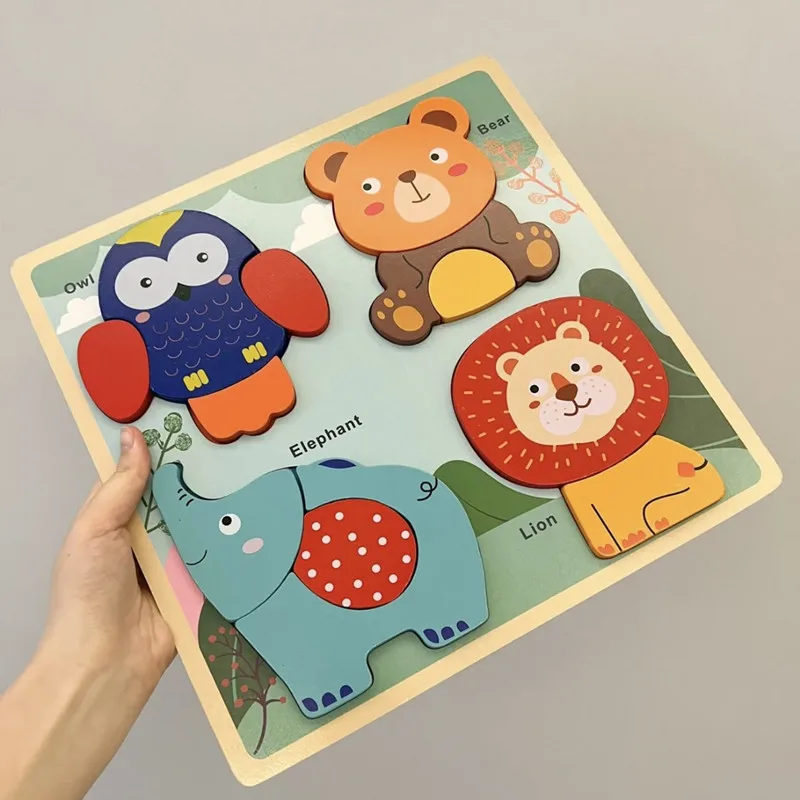 

Baby animal three-dimensional puzzle children's enlightenment and early education 1-3 year old baby puzzle building block toys