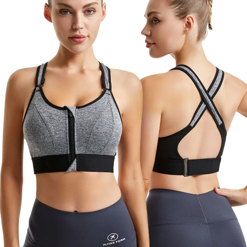 Front Zippered For Women, Shock-Absorbing Running, Gathering And Anti Sagging, No Steel Ring, Beautiful Vest, Yoga Sports Bra