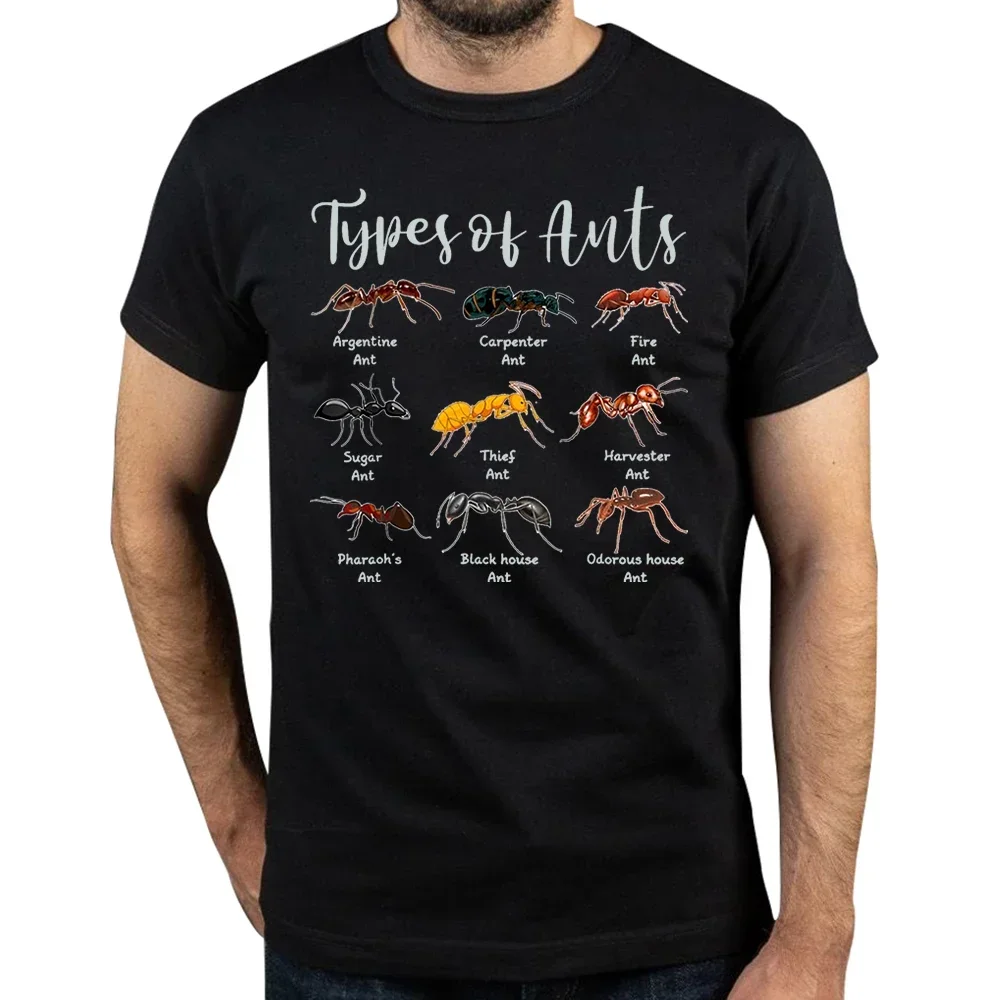 2024 Funny Types of Ants Science Bug T Shirts Summer Cotton Streetwear Short Sleeve Ant Keeper Farm Gifts T-shirt Mens Clothing