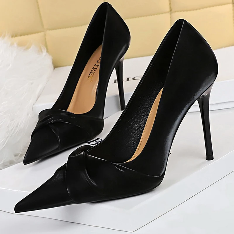 BIGTREE Shoes Pumps Women New Designer Bow-knot High Heels Elegant Banquet Heels Women Shoes Sexy Party Shoes Large Size 42 43