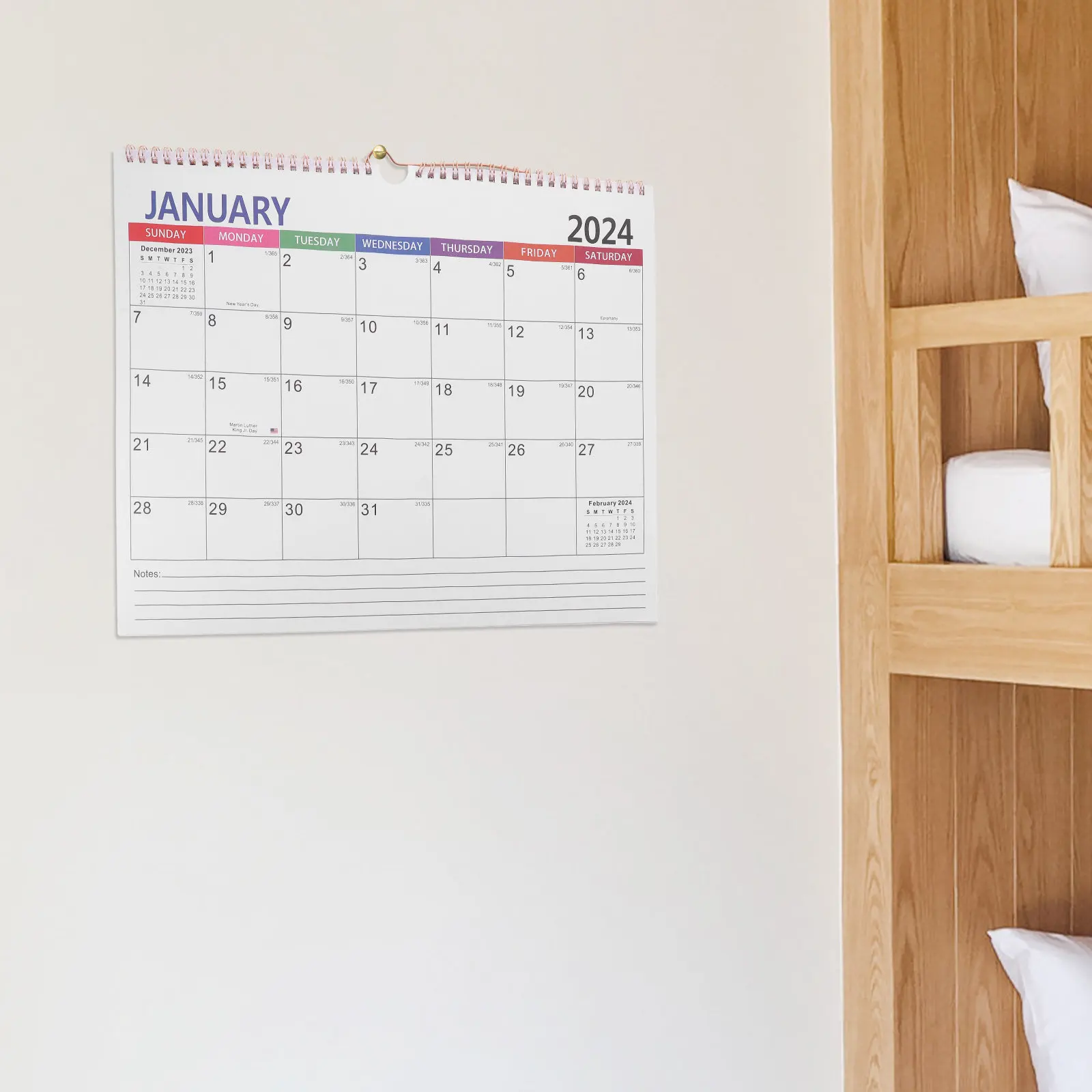 

2023-2024 Wall Calendar Sturdy Paper Material Monthly Hanging Calendar for Office Home Classroom Daily Appointment Use