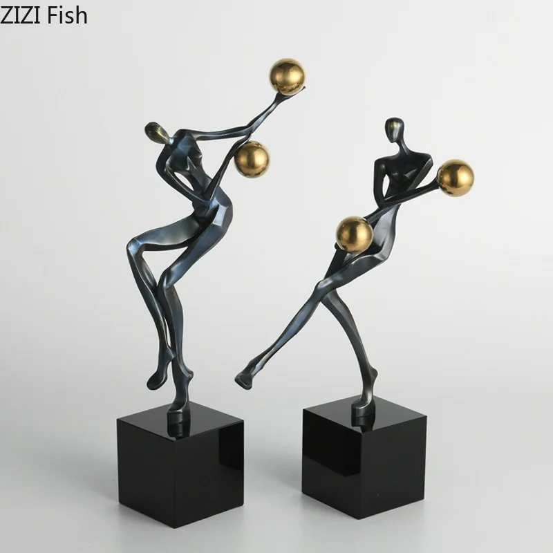 Acrobatic Troupe Actors Black Figures Sculpture Desk Decoration Ornaments Alloy Crafts Character Statue Room Aesthetic Decor