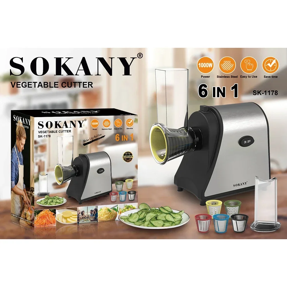 Misturador elétrico portátil liquidificador chopper 6 em 1 doméstico comercial suprimentos de cozinha de aço inoxidável