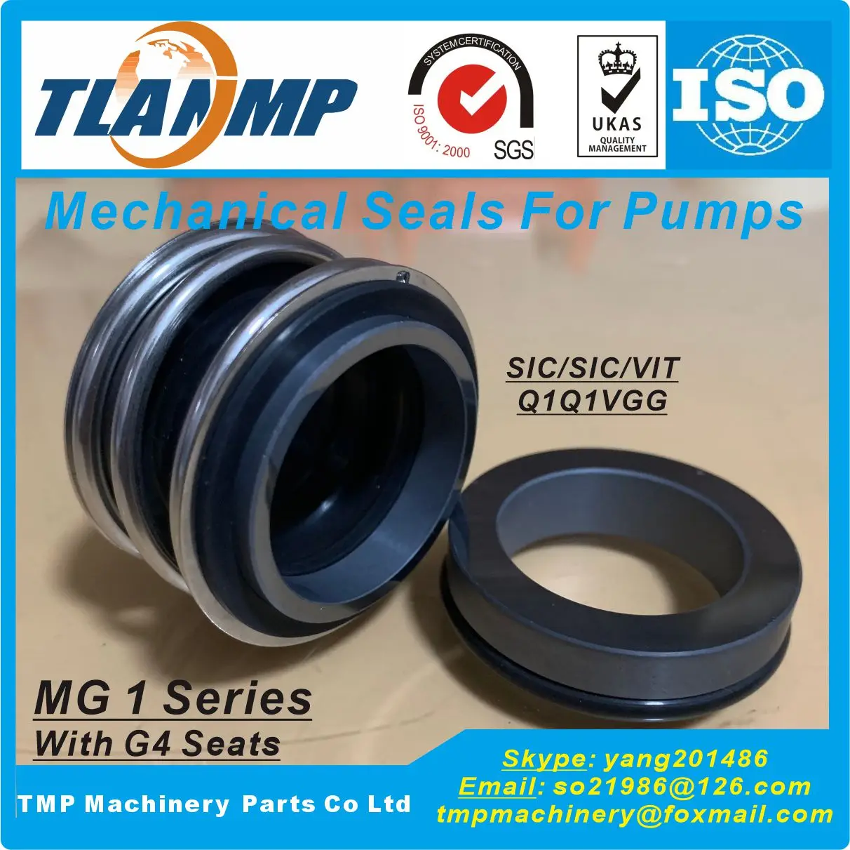 MG1/38/40/43/45/48/50/55/60/65/70/75/80-G4 -TLANMP  Mechanical Seals with G4 seats 38~80mm shaft size