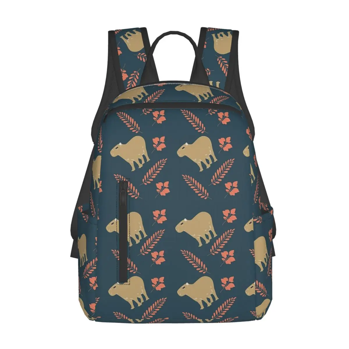 カピバラアニマル柄バックパックデイパック大容量キッズブックバッグスクールバッグショルダーバッグ男性女性用