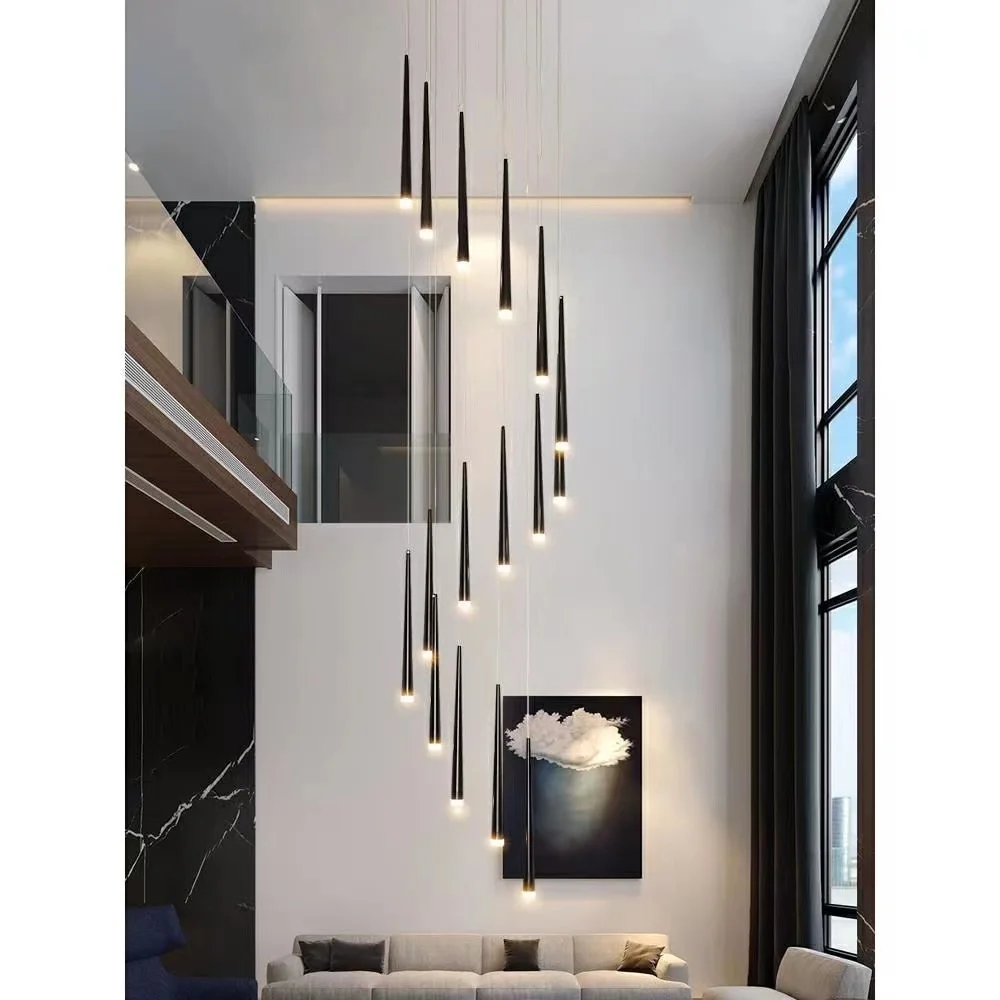 Stair chandelier simple modern atmosphere duplex apartment building The bedroom The Nordic restaurant