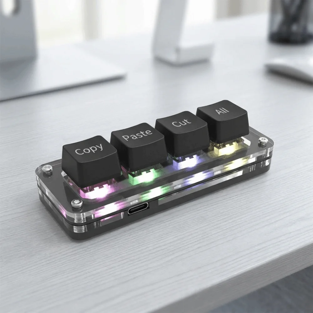 3/4 Keys Programming Keyboard Select Copy Paste RGB Light Custom Keyboard Hot Key Red Switch Hot-Swappable Macro Keyboard
