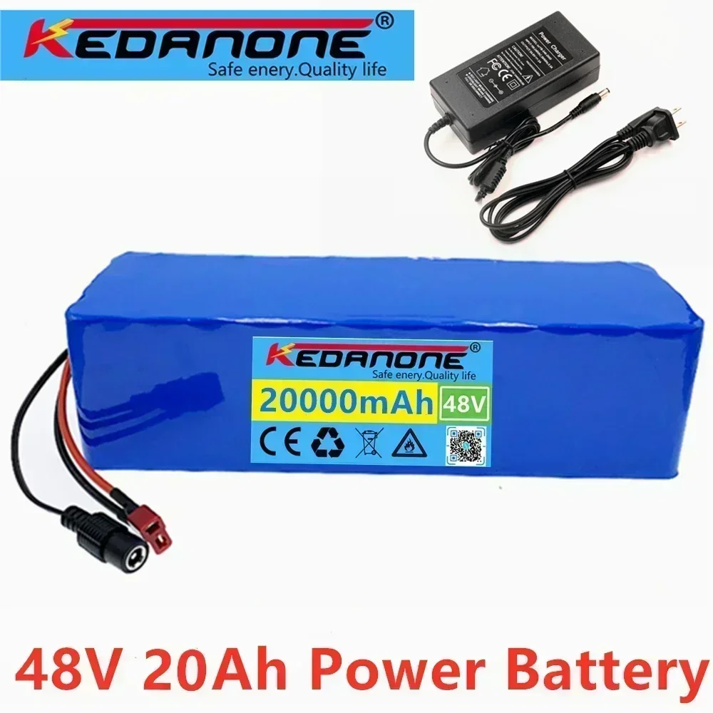 48v lithium-ion batterij 48V 20Ah 1000W 13S3P Li-ion batterij voor 54.6v E-bike elektrische fiets scooter met BMS + 2A oplader