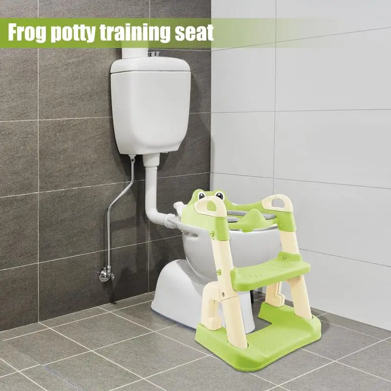 Potty Training Seat Foldable Toilet Training Chair With Ladder Adjustable Height Legs Toilet Seat For Toddler Girls Boys Kids