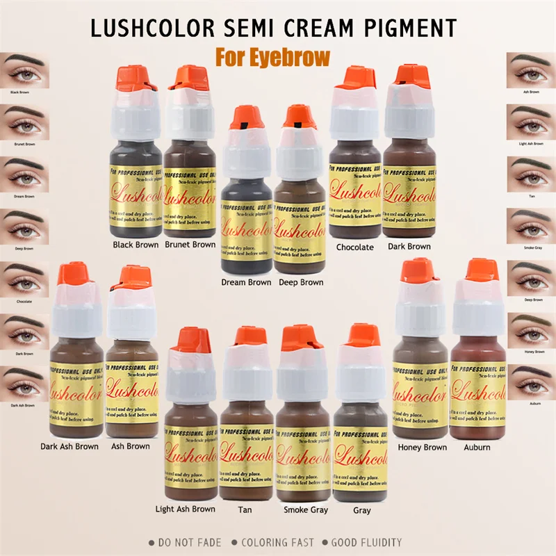 

Lushcolor Micro Semi Cream Eyebrow Pigment Professional Tattoo Ink Permanent Makeup For Machine Microblading Eyebrows Beauty 8ML