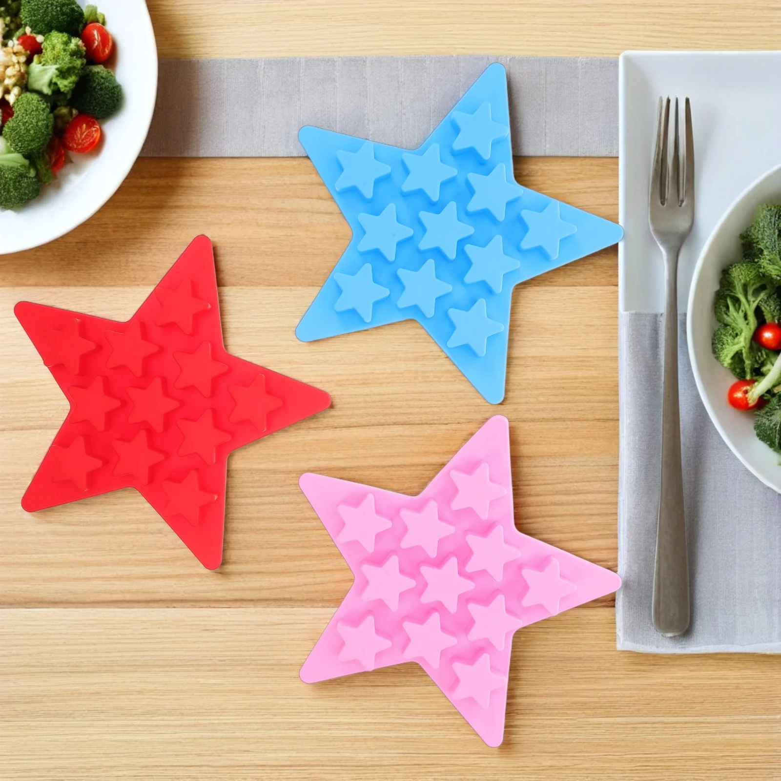 

3pcs Star Shaped Ice Cube Tray Silicone Freeze Mold For Creative Drinks Easy Release Ice Maker Tray Beverages Smoothies