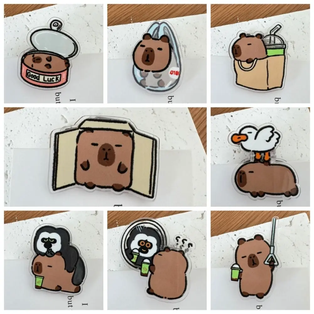 Lovely PP Cartoon Capybara Clip Acrylic Stationery Capybara Paper Clip Creative Animal Style Cute Capybara Photo Clip Scrapbook