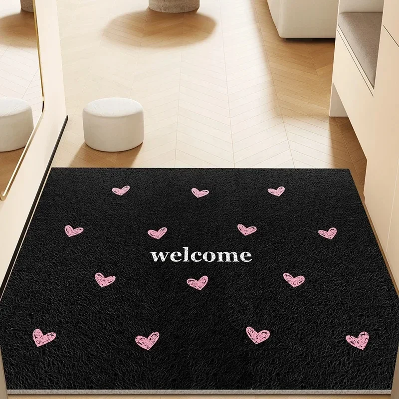 Wavy Line Welcome Coir Doormat Cuttable Non Slip Waterproof Entrance Door Mat Dirt Trapping Front Entry Floor Rug Porch Decor