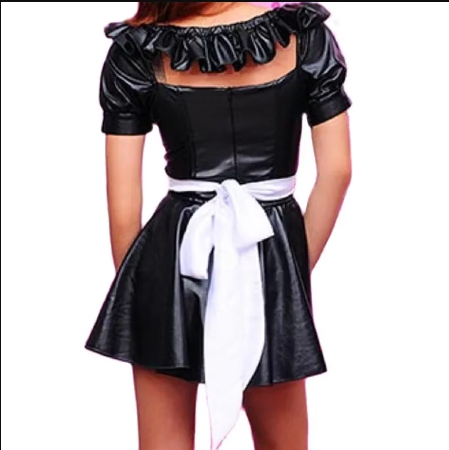 Fashion Adult Giant Baby Sexy Girl Black One Shoulder PVC Dress Sissy Role Play Makeup Ball Maid Customized Multi Color