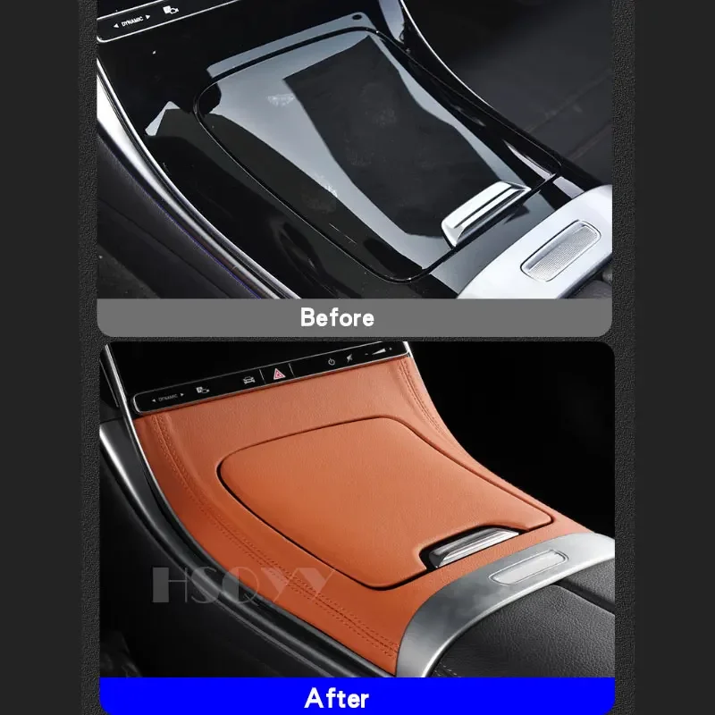 Car Center Console Leather Style Panel Cover Trim Frame Interior Decoration Modification For Mercedes Benz C GLC Class W206 X254