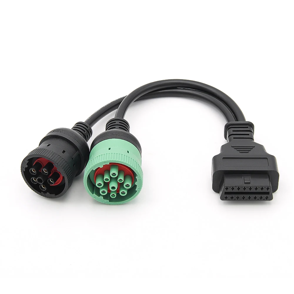 OBD2 Truck Diagnostic Tool for Deutsch Truck 6+9 Pin to 16 Pin OBD2 Y-Cable Adapter  SAE J1708 CAN J1939 Connector for Deutsch view 6
