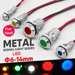 1pcs 6mm 8mm 10mm 12mm 14mm 16mm Waterproof IP67 Metal LED Warning Indicator Light Signal Lamp Pilot Wire 3V 5V 12V 24V 220V