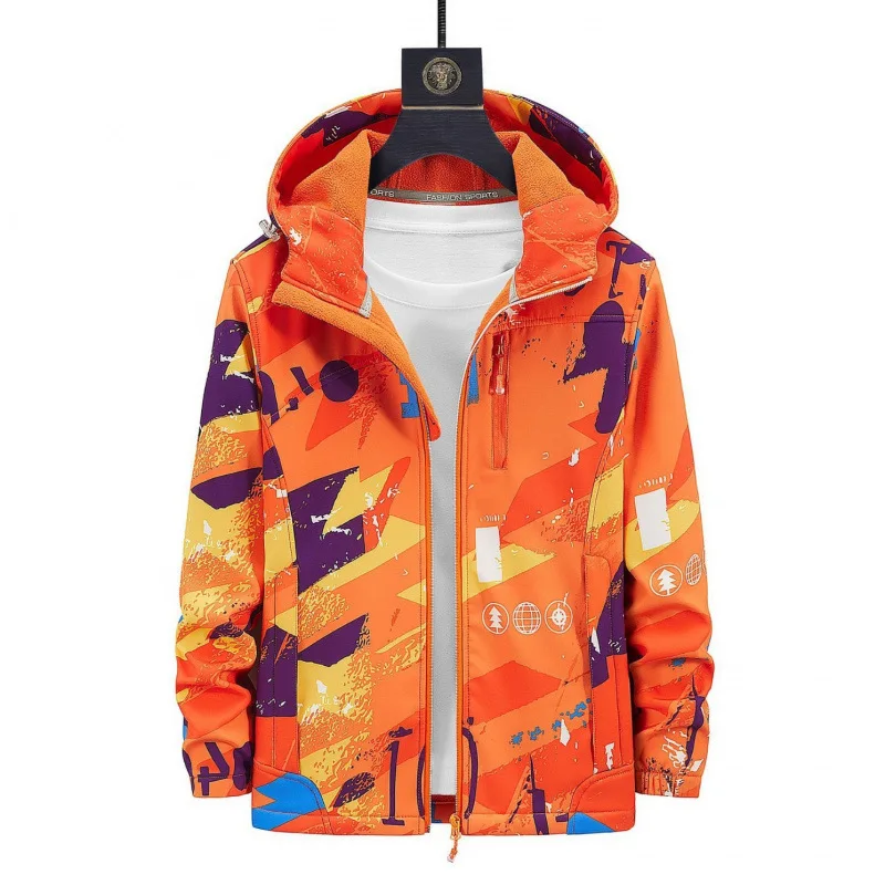 

New Outdoor Single-layer Soft Shell Jacket with Fattened Plus Size Couple Camouflage Waterproof Men's Windproof Jacket