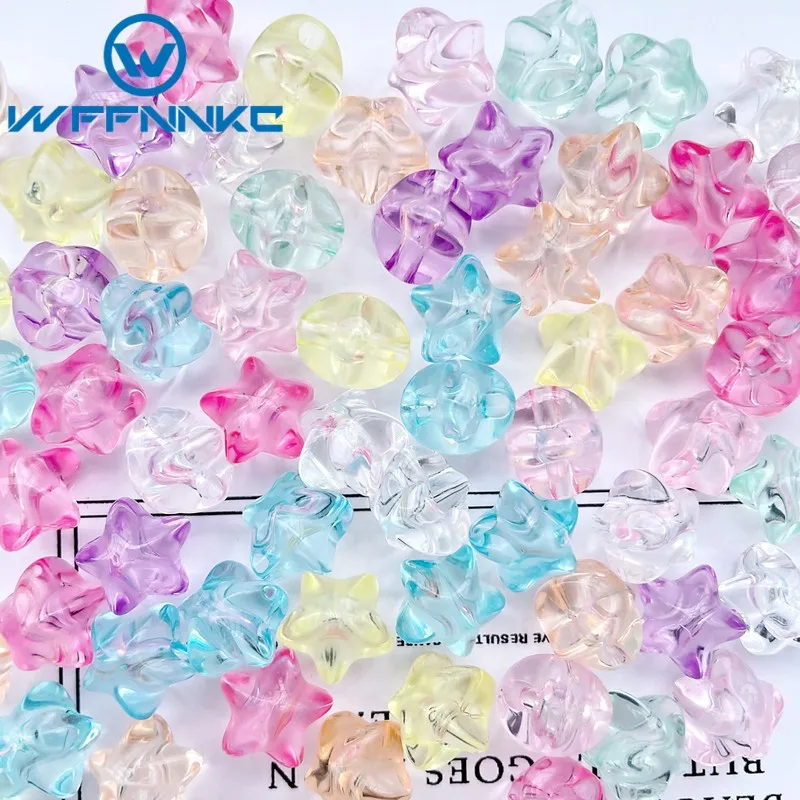 WFFNNKC 20-40 قطعة نجمة ملونة ثقب مستقيم فضفاض خزر عازل DIY بها بنفسك اليدوية ديكور الإكسسوارات قلادة سوار النتائج مجوهرات
