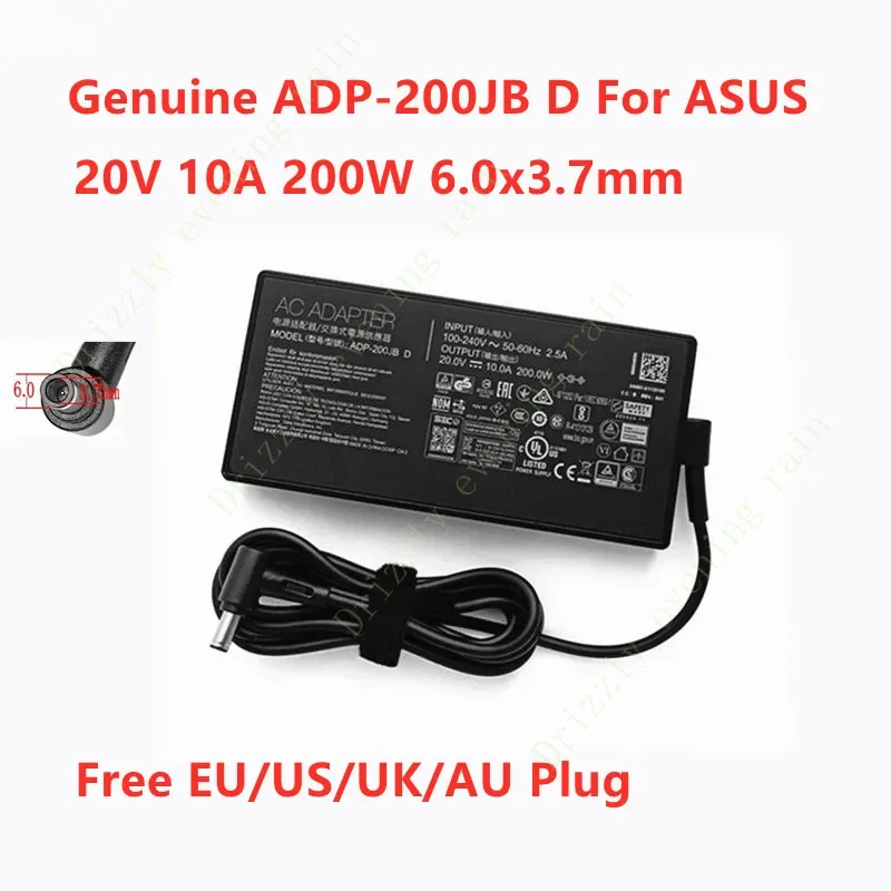 Genuine 20.0v 10.0a 200.0W 6.0x3.7mm ADP-200JB D A20-200P1A power supply AC adapter for Asus laptop charger