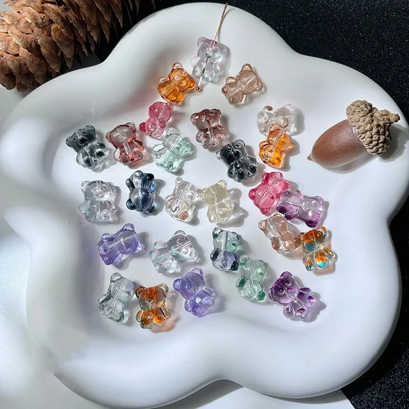 دلايات على شكل دب ، زجاج كريستال ، حبات سائبة لصنع المجوهرات بنفسك ، مورد أقراط ، إكسسوارات أساور ، 12 × 14 ، 10 #1