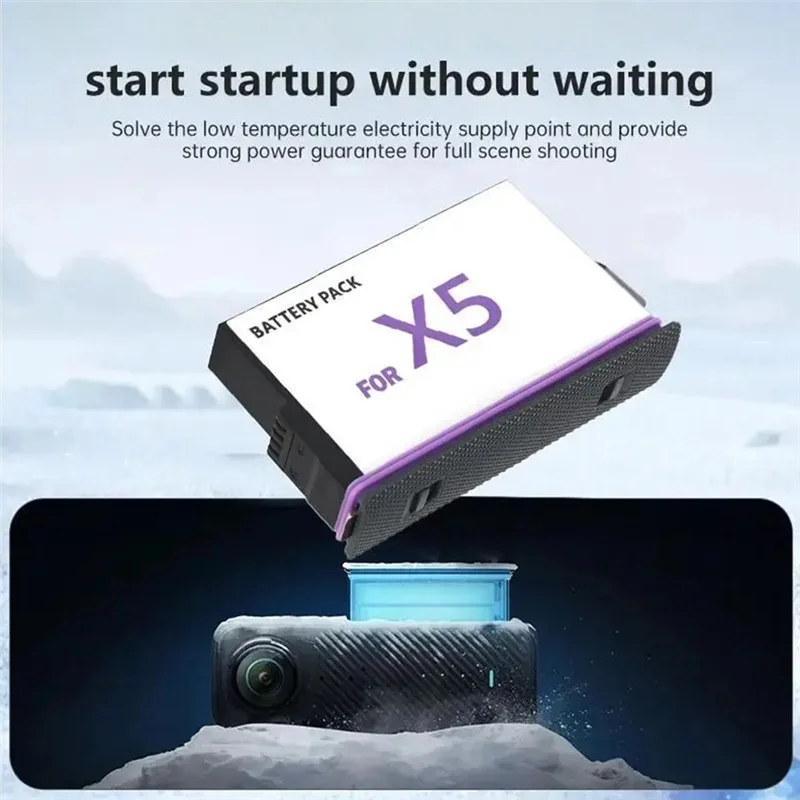 

3CGRO-For Insta360 X5 Battery Box 2500Mah Battery For 360 Panoramic Action Camera Accessories Chargers 2X Batteries, 1X Battery