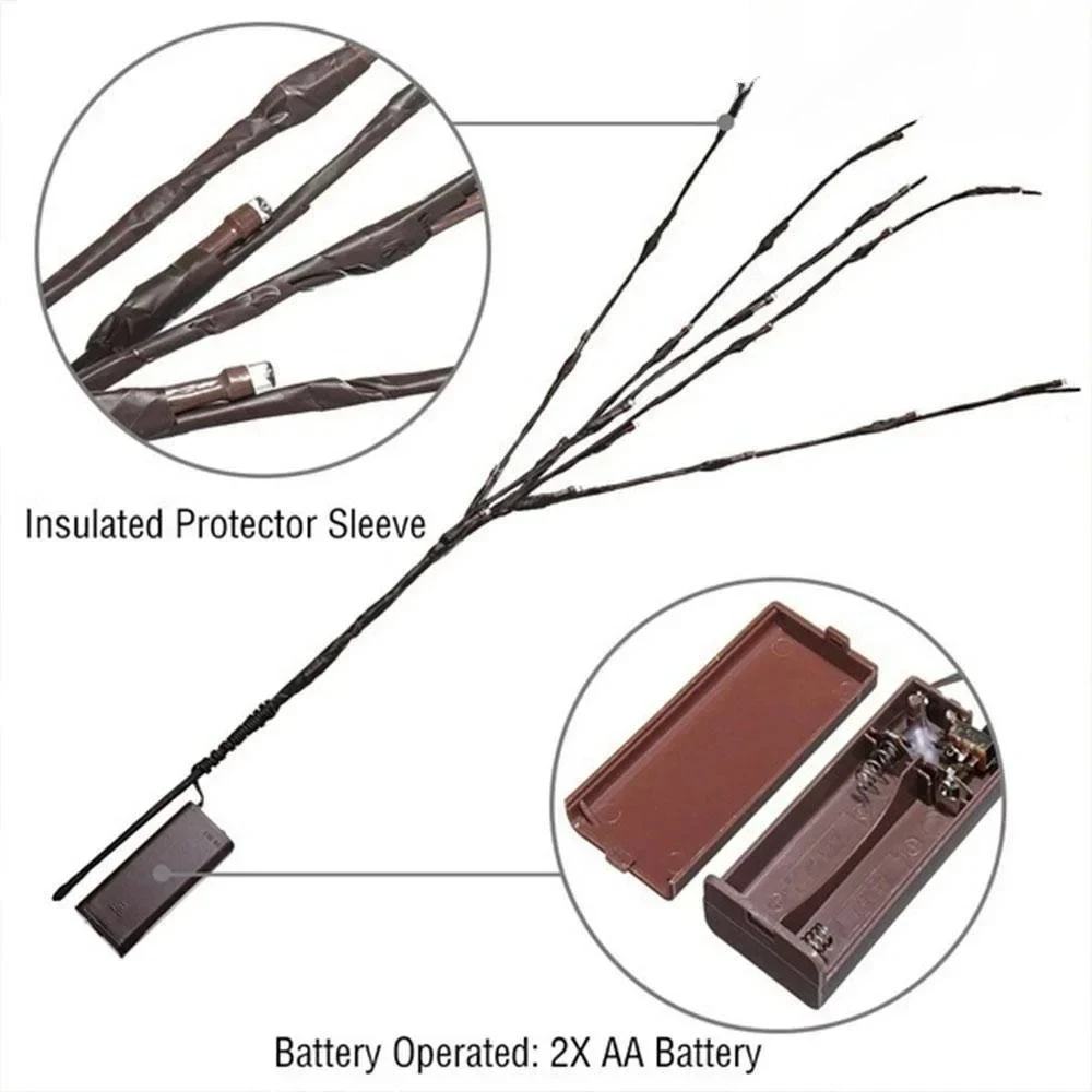 LED Christmas Tree Branch Light - Bendable Battery-Powered High-Quality, Multi-Color Home & Party Decor