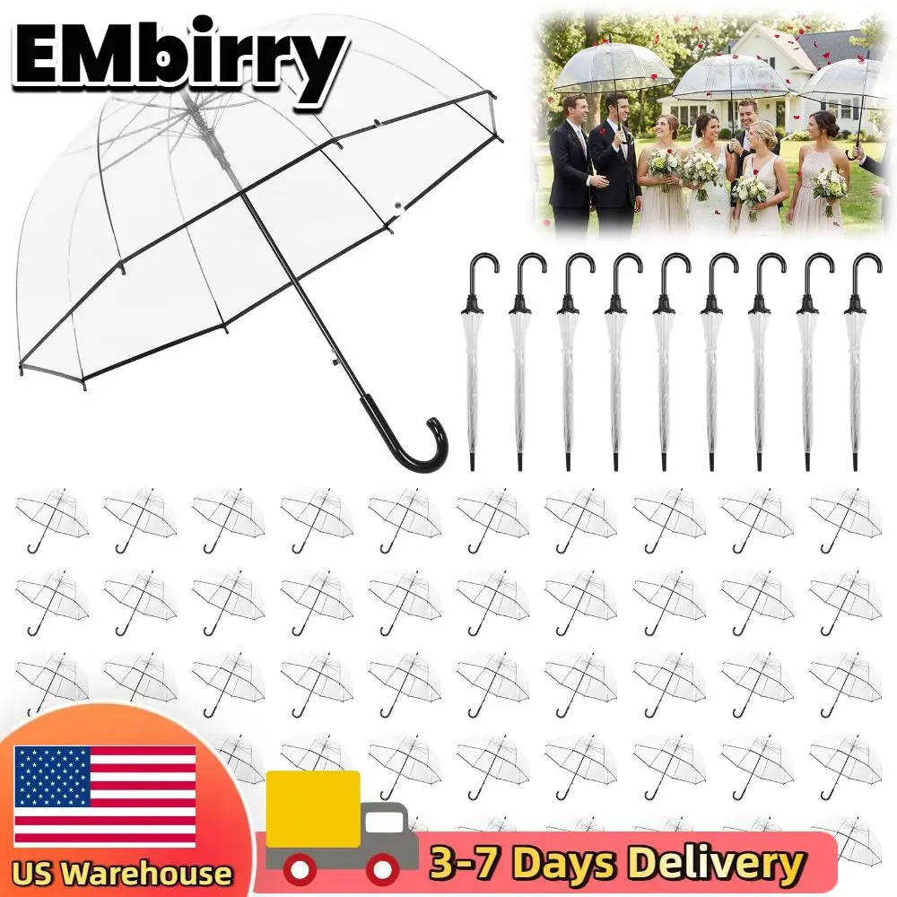

60 шт. автоматических прозрачных зонтов-куполов с 8 спицами, высокой видимостью, для свадеб, выпускных и мероприятий на открытом воздухе