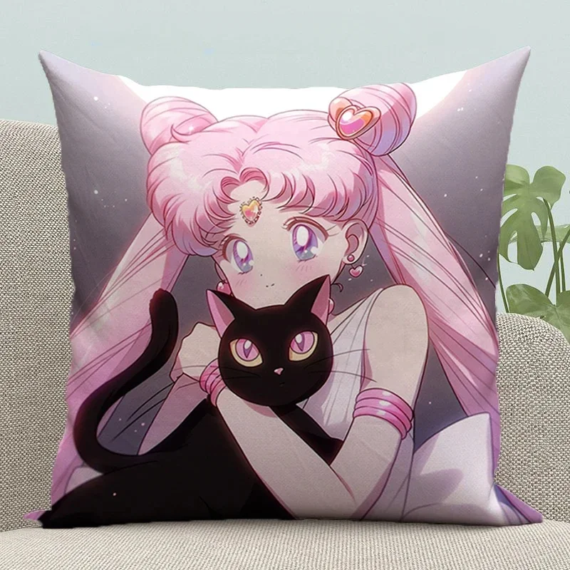 Pillowcase Pink Sailor Moon Anime Pillow Cover Decorative Cushion Covers for Bed Pillows Fall Decor Sofa Cushions Pilow Cases