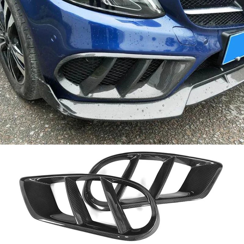 Car Front Bumper Air Vent Outlet Cover Trim Grill For Mercedes Benz C Class W205 Sport C43 AMG 2015 - 2019 Carbon Fiber / ABS