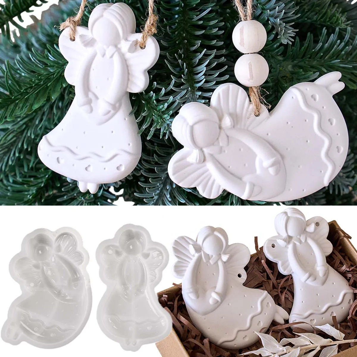 

3D Heart Little Elf Silicone Mold DIY Faceless Angel Girl Pendant Aromath Gypsum Molds Epxoy Resin Crafts Making Birthday Gifts