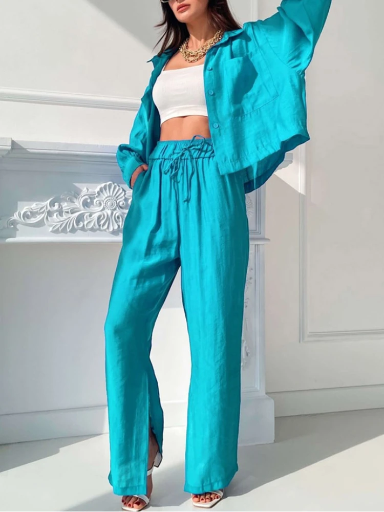 

2 Piece Sets Women Outfit New in Spring Summer Fashion Women Tops Elegant Commuting Printed Button Pants Set Women's Clothing