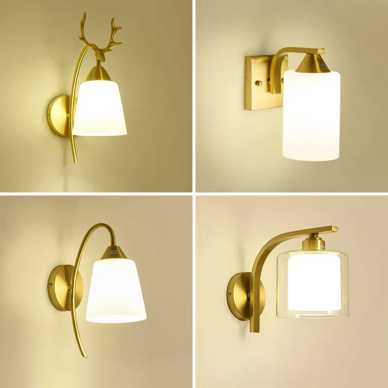 Copper wall lamp, staircase automatic sensor lamp, corridor household corridor aisle lamp 2025 new sound control lamp, smart wal